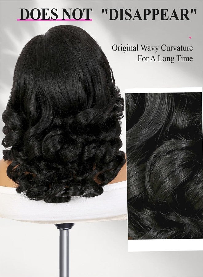 WIGER Short Body Wave Wig Side Part Lace Front Bob Wigs Pre Plucked Synthetic Glueless Curly Wig for Women Daily Party Wear And Go - Image 2